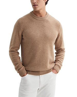Reiss Avons Wool & Nylon Regular Fit Crewneck Sweater In Camel Melange
