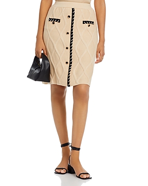 Shop Misook Textural Knit A Line Pull On Skirt In Biscotti
