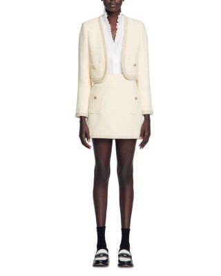 【SANDRO】 Bead Trim Cropped Tweed Jacket Sandro Bead Trim Cropped Tweed Jacket & Vayie Tweed Skirt