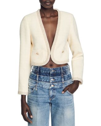 【SANDRO】 Bead Trim Cropped Tweed Jacket Sandro Bead Trim Cropped Tweed Jacket | Bloomingdale's