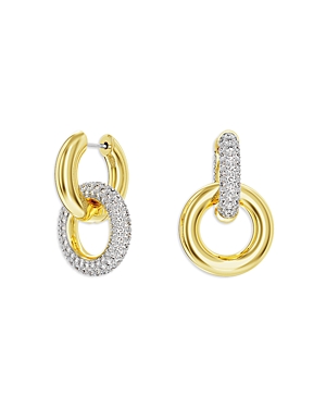 Shop Swarovski Crystal Pave Interlocking Drop Earrings In Gold/crystal