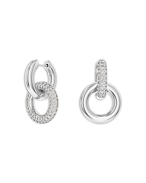 Shop Swarovski Crystal Pave Interlocking Drop Earrings In Silver/crystal