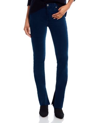 AG - Mari Extended Velvet High Rise Straight Jeans in Atlantic Night