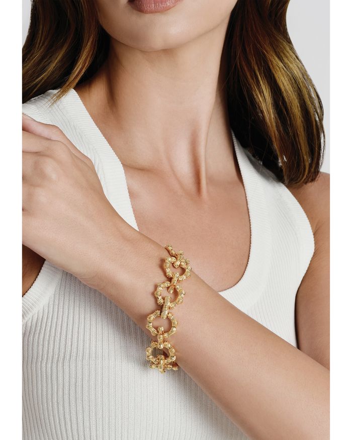 Sculpted Bamboo Chain Bracelet in 18K Gold Plated