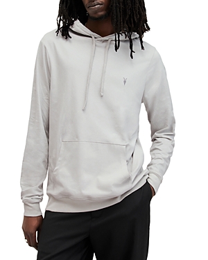 Shop Allsaints Brace Cotton Embroidered Logo Regular Fit Hoodie In Cool Grey