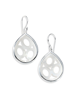 Ippolita Sterling Silver 925 Polished Rock Candy Mother of Pearl Mosaic Cut Out Drop Earrings