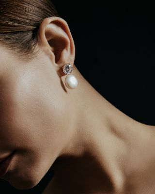 Cultured Freshwater Pearl &amp; Cubic Zirconia Cleo Drop Earrings