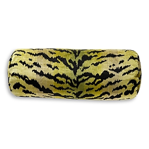Scalamandre Tigre Bolster Decorative Pillow, 21 X 7 In Green/black