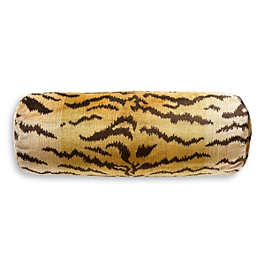 Scalamandre Tigre Bolster Decorative Pillow, 21 X 7 In Ivory/black