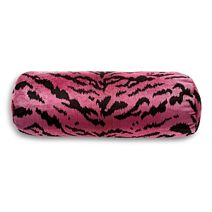 Scalamandre Tigre Bolster Decorative Pillow, 21 X 7 In Red/black