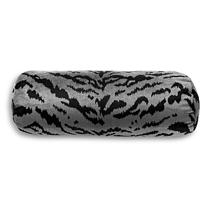 Scalamandre Tigre Bolster Decorative Pillow, 21 X 7 In Silver/black