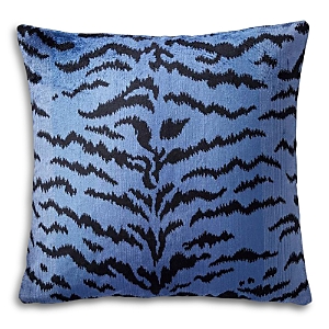 Scalamandre Tigre Decorative Pillow, 22 X 22 In Blue/black