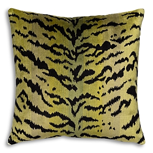 Scalamandre Tigre Decorative Pillow, 22 X 22 In Green/black