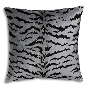 Scalamandre Tigre Decorative Pillow, 22 X 22 In Silver/black