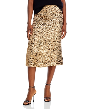 Shop Vanessa Bruno Birma Sequin Midi Skirt In Dore