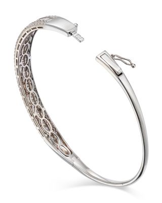 Diamond Baguette & Round Bangle Bracelet in 14K White Gold, 3.0 tcw