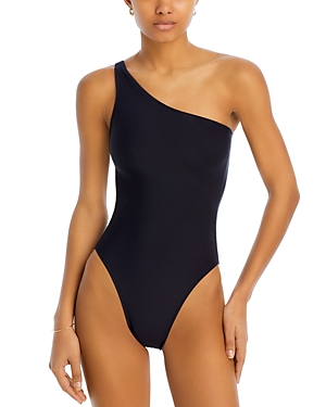 Shop Norma Kamali Mio One Shoulder One Piece Swimsuit In Black