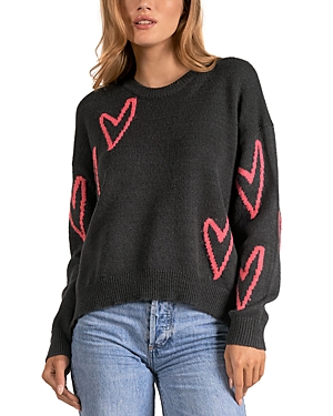 Elan Hearts Sweater In Black Heart