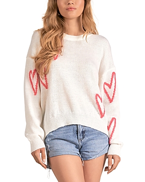Elan Hearts Sweater In Off White