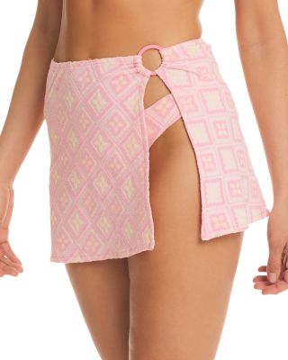 Red Carter Geo Jacquard O Ring Cover Up Skirt