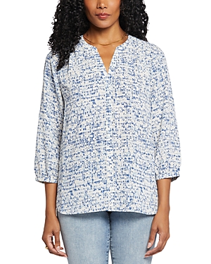 Nydj High-low Crepe Blouse In Waterfall Ice