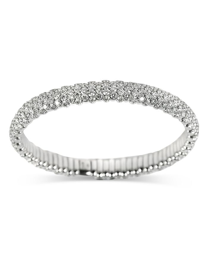 ZYDO 18K White Gold Diamond Domed Stretch Bracelet, 10.55 ct. t.w ...