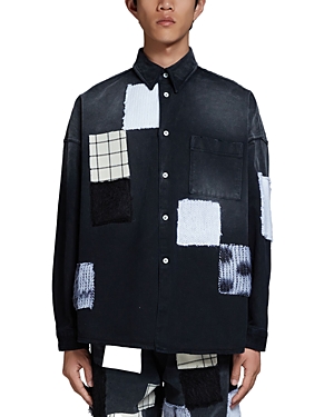 Marni Patchwork-detail Denim Shirt In Black