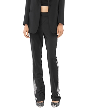 Pinko Embellished Low Rise Pants In Limo Black