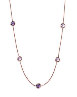 Bloomingdale's Amethyst & Pink Amethyst Station Collar Necklace In 14k Rose Gold, 18 In Purple/rose Gold