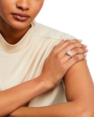 Diamond Octagon & Round Halo Engagement Ring in 14K White Gold, 2.5 ct. t.w