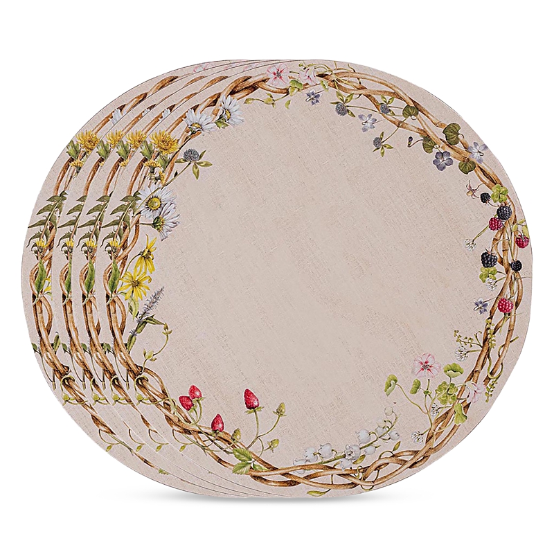 Juliska Meadow Walk Set Of 4 Round Placemats In Multi