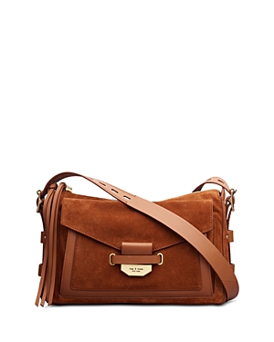Rag & Bone Brown Small Field Messenger Bag In Brown Suede/gold
