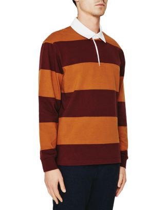 トップス DIGAWEL RUGBY SHIRT (CAMEL) 2 Threadbare Men's Black & Camel Striped Rugby Shirt