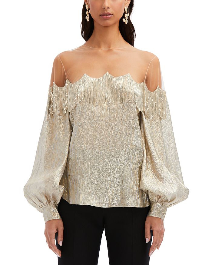 Oscar de la Renta Chain Fringe Blouse Bloomingdale s
