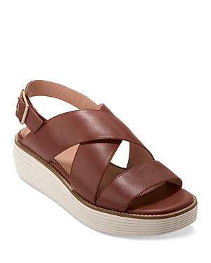 Shop Cole Haan Women's Original Grand Slip On Slingback Platform Wedge Sandals In Brown