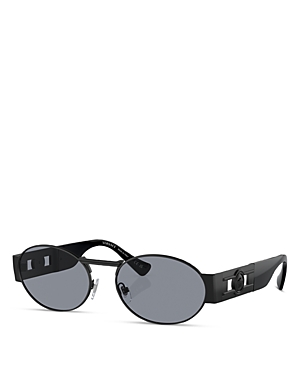 Shop Versace Oval Sunglasses, 56mm In Black/gray Solid