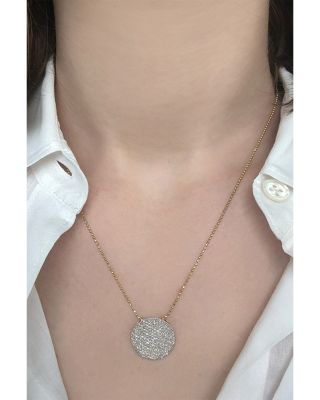 Rhodium & 14K Gold Affair Diamond Disc Pendant Necklace, 16"-18"