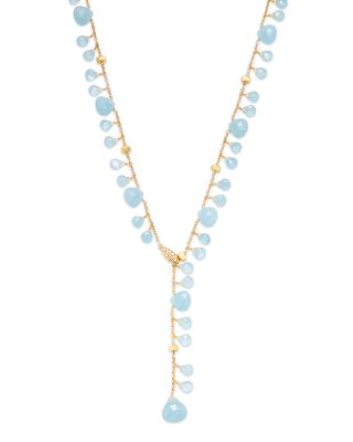 Marco Bicego - 18K Yellow Gold Paradise Aquamarine Dangle Lariat Necklace, 17.25" - Exclusive