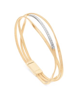 Marco Bicego - 18K White & Yellow Gold Marrakech Diamond Three Strand Twist Bangle Bracelet