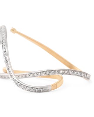 18K White & Yellow Gold Marrakech Diamond Twist Hoop Earrings