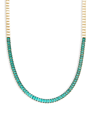 Aqua Baguette Necklace In Gold Tone, 14.5 - 100% Exclusive In Emerald/gold