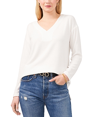 Shop Vince Camuto Ribbed Knit Drop Shoulder Sweater In New Ivory