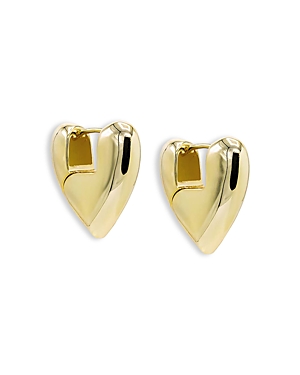 By Adina Eden Solid Super Chunky Heart Hoop Earrings in 14K Gold Plated