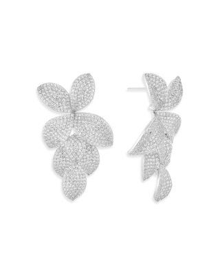 By Adina Eden - Pav&eacute; Fancy Flower Petals Drop Earrings