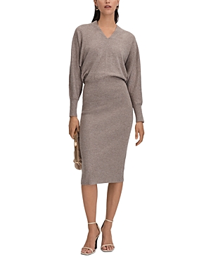 Shop Reiss Sally Knitted Midi Dress In Neutral