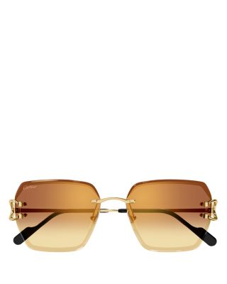 Decor 24 Carat Gold Plated Rimless Butterfly Sunglasses, 58mm