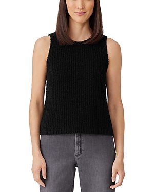 Shop Eileen Fisher Ribbed Crewneck Sweater Tank In Black
