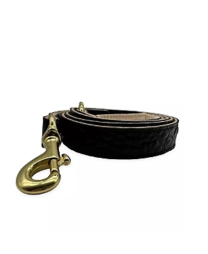 Bonne Et Filou Large 6' Croc Leather Dog Leash In Black