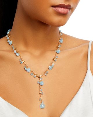 18K Yellow Gold Paradise Aquamarine Dangle Lariat Necklace, 17.25" - Exclusive