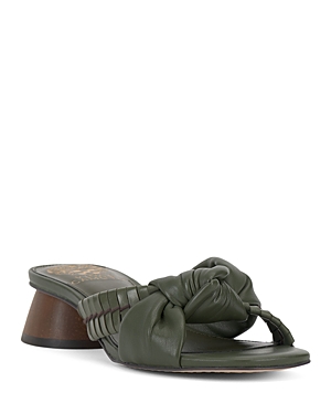 Shop Vince Camuto Women's Leana Mixed Media Knotted Slide Sandals In Green